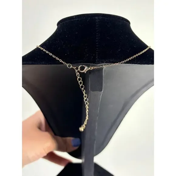 Texas State Shape Necklace and Earrings Matching Set w Blue Bonnets Gold Tone - Picture 6 of 9